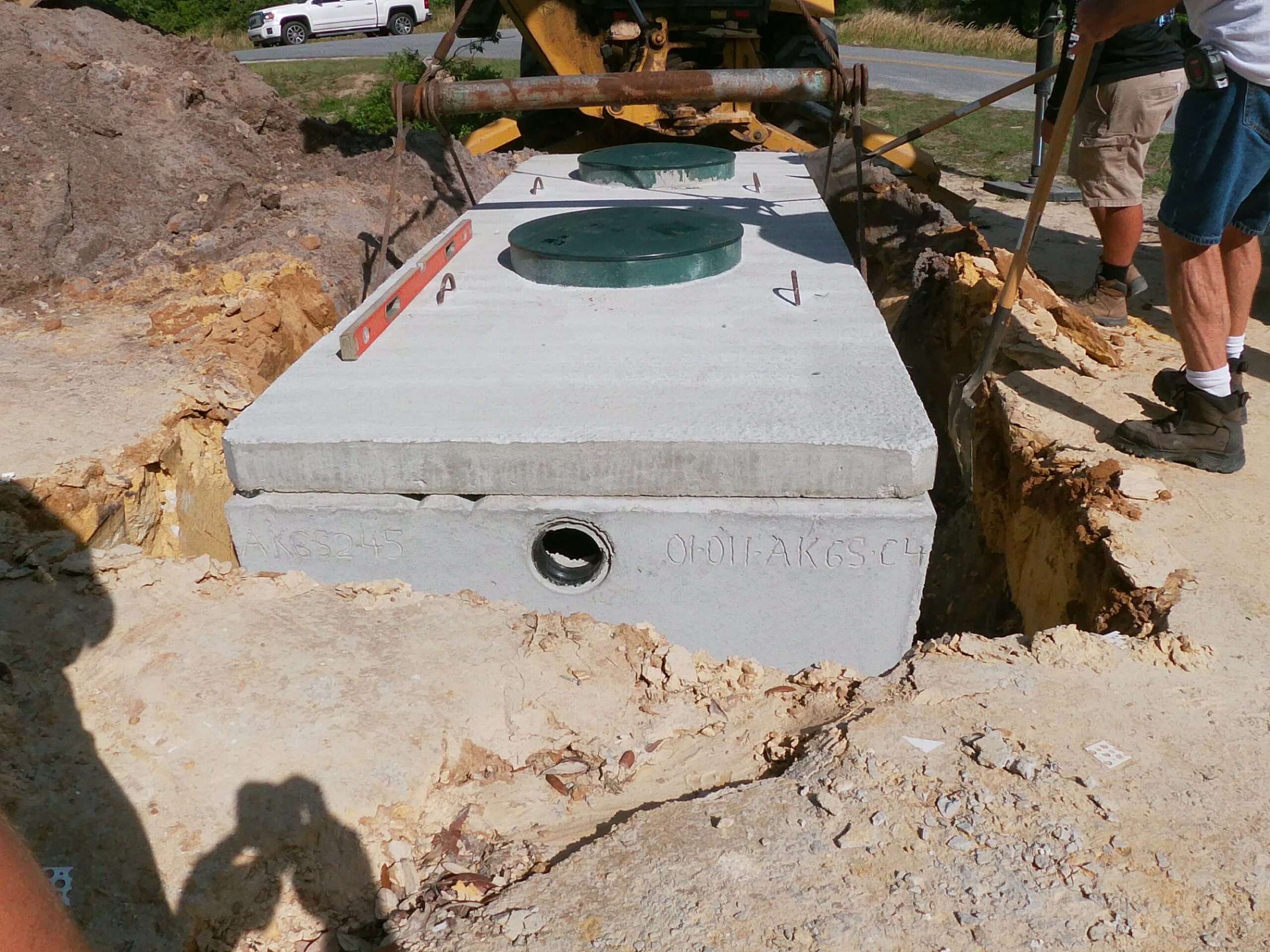 Close up of a Installing a Florida Approved ATU nitrogen reduction systems installation